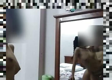 Asian standing fuck in front of mirror.