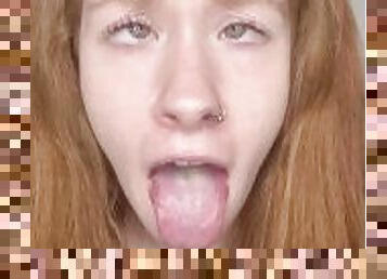 Redhead teen Egirl ahegao cum drooling