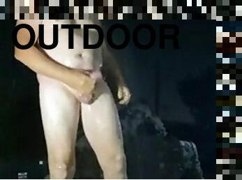 Outdoor shower and cum in the bar