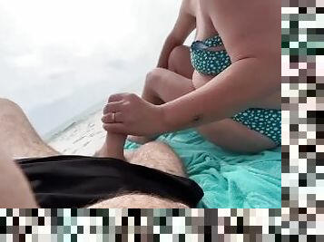 Hand/Blowjob on public beach