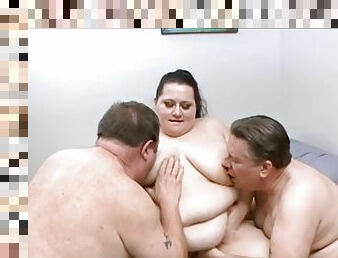 Homemade BBW lady shared in a threesome pussy pounding