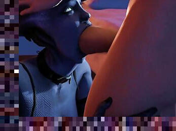 Shepard and Liara Collar Facefucking