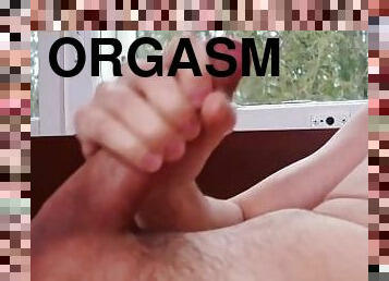 masturbation, orgasm, amatör, cumshot, gigantisk-kuk, tonåring, ensam, close-up, kuk