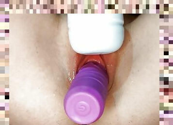 Close up two vibrators bring pussy to orgasm - amateur Lalli_Puff