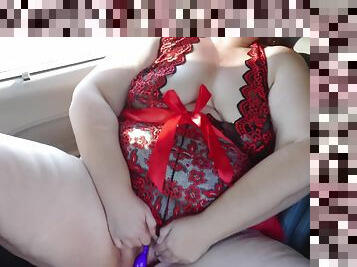 Horny Juicy Wet Pussy Girl Masturbating In Car (dildo Fuck While In Taxi) (public Masturbation) Pov