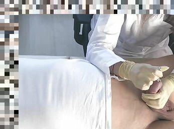 Teen Doctor In A Medical Gown And Gloves, Sounding Urethra Without Lube