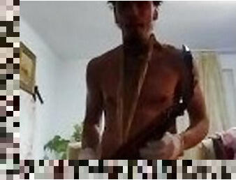 Naked Sax pratice. Like a boss! Woof!