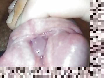 Dick head flower hole glans with cum sperm juice
