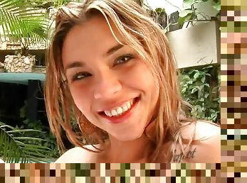 Brazilian with incredible fake tits fucked