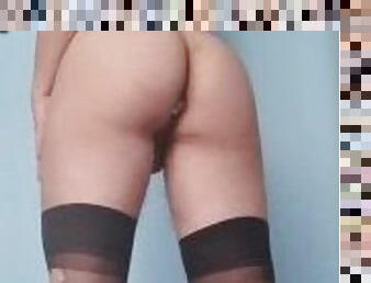 homo, stocking-stockings, bokong, seorang-diri