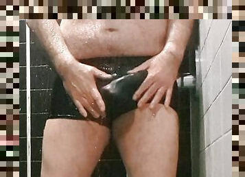 bañando, masturbación, mayor, amateur, gay, paja, europeo, británico, euro, vieja