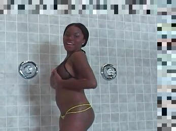 Cute and sexy black girl Candice Nicole showers