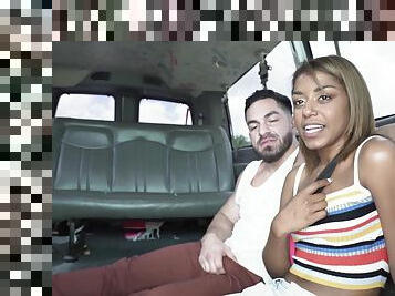 Ebony with sensual forms, energized back seat anal porn