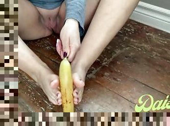 Footjob with banana