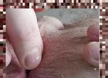 Very close up anal play winking asshole birthing