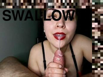BIGGEST FACIAL ON PORNHUB - Huge mouth cum load - Extreme swallow cock - Mia Elenor Eat Cum