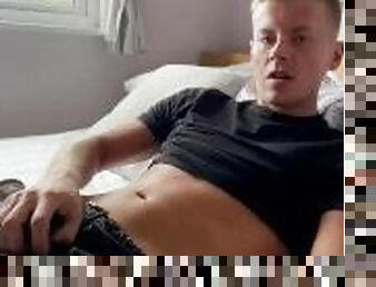 cumshot, gigantisk-kuk, gay, avrunkning, ung18, college, blond, ensam, muskulös, twink