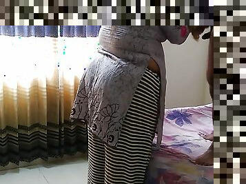 Indonesian MILF Hot stepmom standing in room when stepson came &amp; tied her hands then fucked her Rough - Huge Cumshot