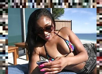 negra-ebony, interracial, hardcore, negra, tragar, bikini