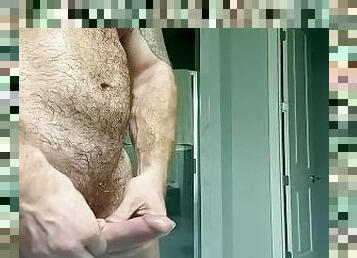 Hairy bodybuilder FILLS condom with huge thick load from  his big muscle dick OnlyfansBeefBeast
