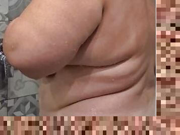 Bbw Step Mother Mature Granny takes a shower. Awesome naked fat body.