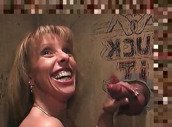 Oral Vintage GloryHole Fun - Big tits MILF gives blowjob with cum in mouth
