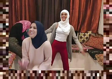 Hijab party turns into reverse gangbang with bbc