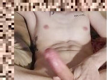 Hot bi guy uses sleeves and puts a dildo deep in his ass til he explodes cum