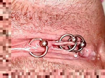 My first time Haired Pussy Pee and Moving Clit and Asshole