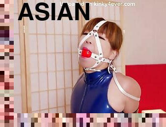 asiatisk, röv, amatör, bdsm, slyna, strumpor, petit, latex, gagging, bondage