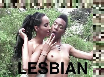 Having Interracial Lesbian Sex In A Forest Seems To Be A Turn On For Them