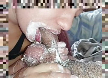 bitch with her big wet mouth,suck my dick and my balls,drive me crazy till i throw all my creampie