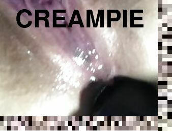 onani, pussy, amatør, milf, leke, creampie, cum, vakker, dildo, pikk