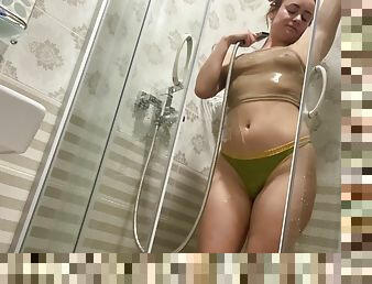 Taking A Shower Tits And Pussy Under Shower