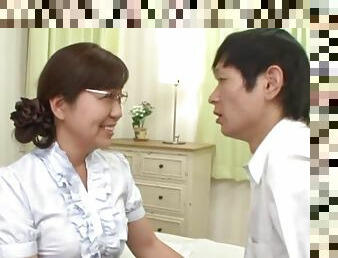Japanese mature pleases her nephew with good sex