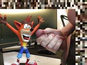 HUGE moaning cumshot on Crash Bandicoot figure and monitor!