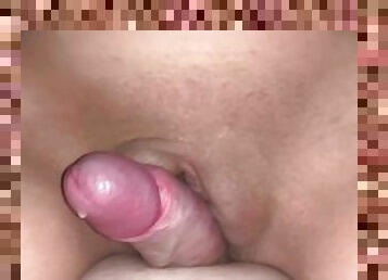 I got very horny to rub and fuck my cute little pussy slowly - creampie