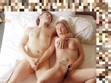 Lazy Morning Couple Masturbation Double Orgasm
