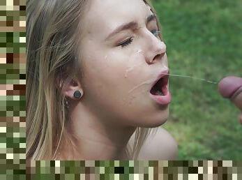 Compilation of pornstars giving blowjobs in the outdoors - HD