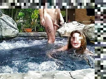 Sexy MILF Fucked in Outdoor Jacuzzi - Amateur Russian Couple