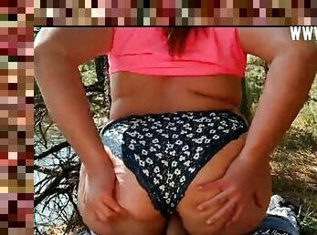 Girl with amazing ass is fucked in the woods
