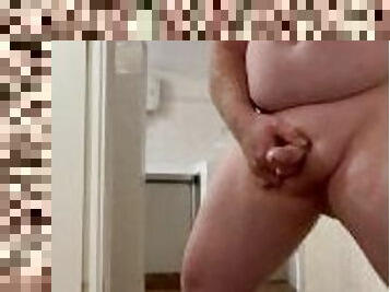 Naked in public toilet wanking and cuming