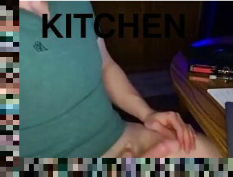 Beating my cock in the kitchen