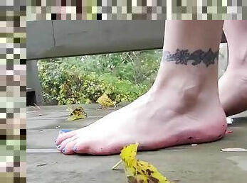 Mommys Feet Take a Rainy Wet Barefoot Walk in the Woods.. Close Up Huge Tits Mature Femdom POV MILF Mistress Thursday