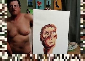 Dong Ross dick painting session: Wonky Portrait