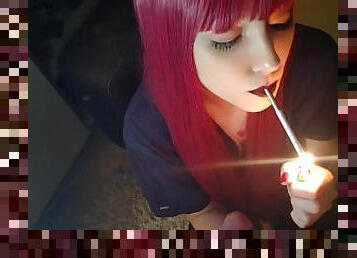 Adorable Alt Girl blowing cigarette smoke on dick POV (full vid on my 0nlyfans)