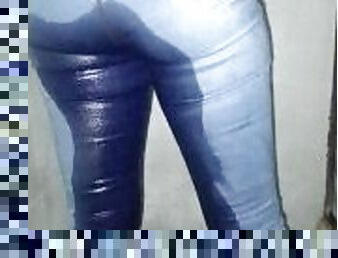 My girlfriend in her wet jeans Wetlook