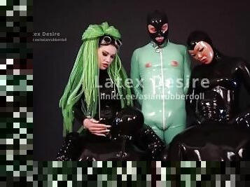 asiatisk, storatuttar, strap-on, avsugning, leksak, deepthroat, dubbel, tuttar, rumpa-butt, latex