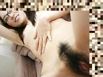 Sexy asian teen enjoys creampie in her hairy pussy