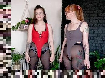 My lesbian gf and I try on lingerie and tights! Extended softcore YouTube video